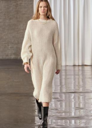 Вовняне вязане плаття/светр паутинка zara