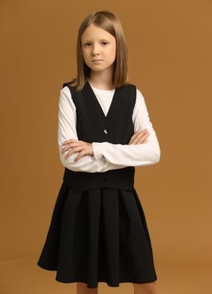 Чорна шкільна спідничка для дівчинки, спідниця до школи, шкільна форма 7 8 9 10 11 12 13 років