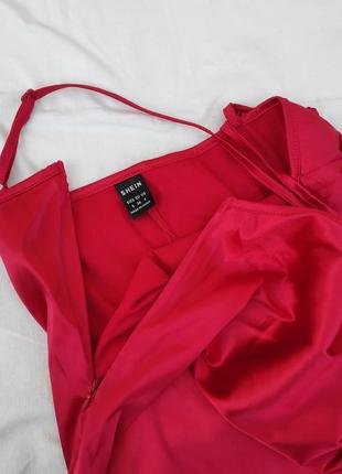 Сатиновое платье красное ✨ shein ✨ шёлковое атласное платье мини-платье8 фото