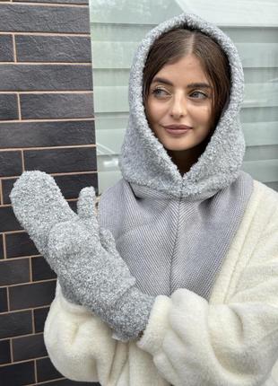 Капор жіночий капюшон з довязом odyssey графіт