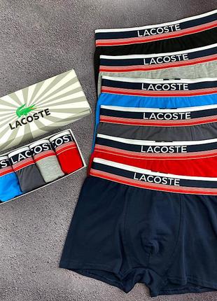 Набір чоловічих трусів (труси боксери для чоловіків) lacoste dark, бавовна, 4 шт2 фото