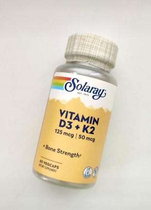 Вітаміни d3 і к2, 60 капсул, solaray
