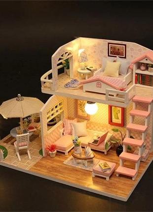 Румбокс рожевий лофт diy house roombox pink loft інтер'єрний конструктор m033