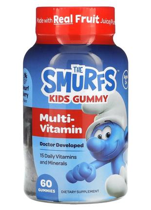 The smurfs, поддерживающие мультивитамины для детей от 3 лет, со вкусом ягод,60 мармеладок