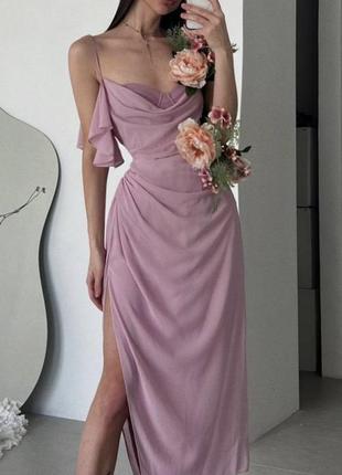 Новое вечернее на выпускное платье oh polly корсетное розовое фиолетовое нежное миди1 фото
