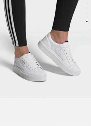 Якісні стильні оригінальні стильні шкіряні лофери adidas sleek super  свіжі колекції