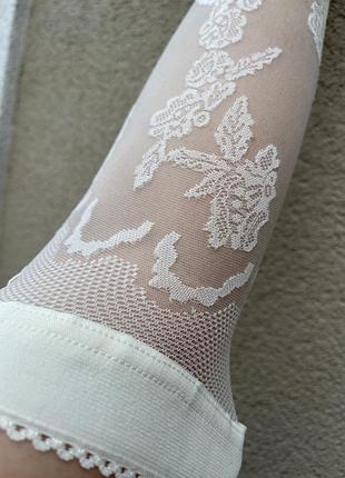 Весільні мереживні молочні панчохи на силіконовій резинці у вінтажному стилі fogal італія