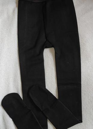 Утепленные капроновые колготки на меху в сердечки черного цвета