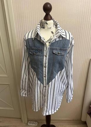 Рубашка в полоску, denim стиль zara