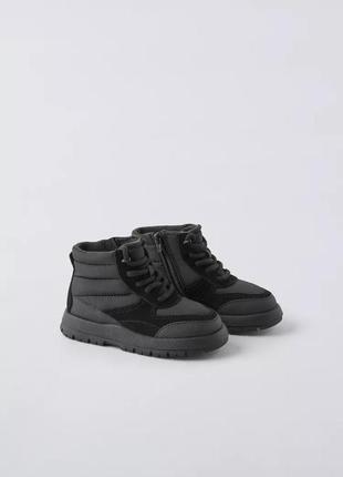 Нейлоновые ботинки черные стеганые zara new