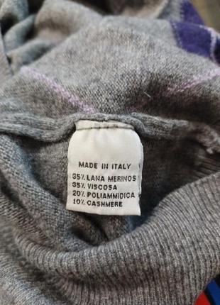 Свитер мужской, пуловер большой размер, кофта итальянская в ромбы