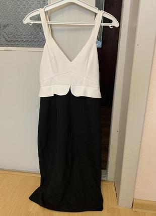 Платье зара zara basic ч/б приталенное классика карандаш
