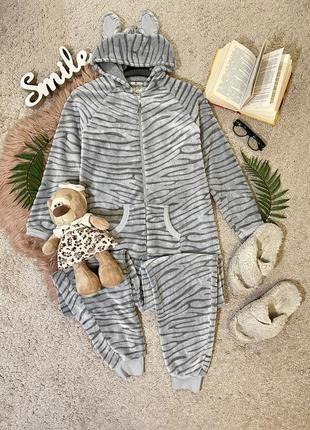 Тепла флісова піжама кігурумі у смужку №296/43