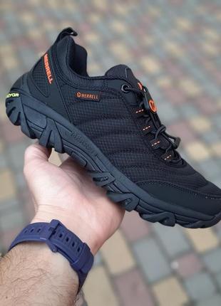 Кроссовки merrell moc vibram черные с оранжевым