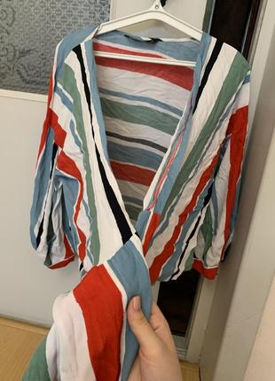 Блузка zara яркая на запах с завязками