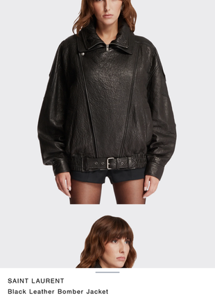 Saint laurent black and brown leather bomber jacket