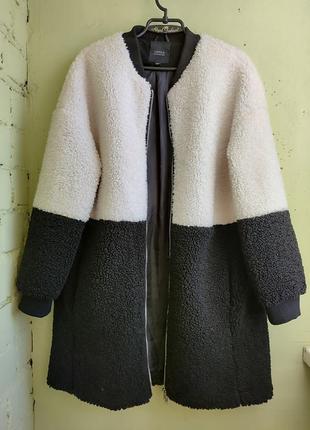 Оригинальное черно-белое пальто тедди capsule outerwear teddy coat шуба бомбер