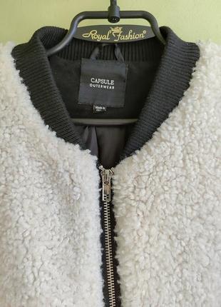 Оригинальное черно-белое пальто тедди capsule outerwear teddy coat шуба бомбер