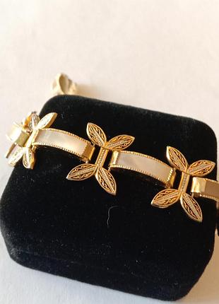 Винтажный браслет дамаскин вставки люцит