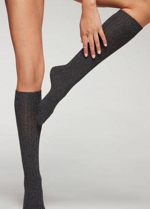 Гольфы женские calzedonia, цвет антрацит😍кашемир шерсть шерсть