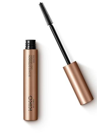 Чорна туш з ефектом подовження та збільшення об'єму kiko milano new 30 days extension daily treatment mascara