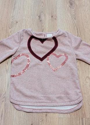 Кофта f&f для девочки 6-7 лет розового цвета с сердцами