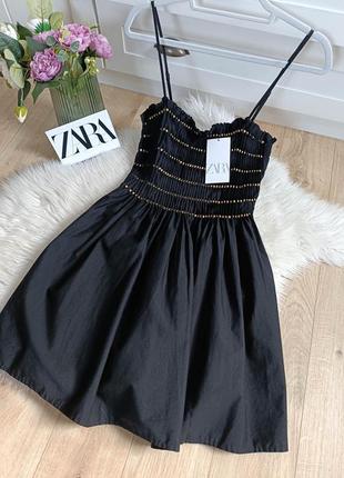Платье с бусинaми отод zara, размер xs