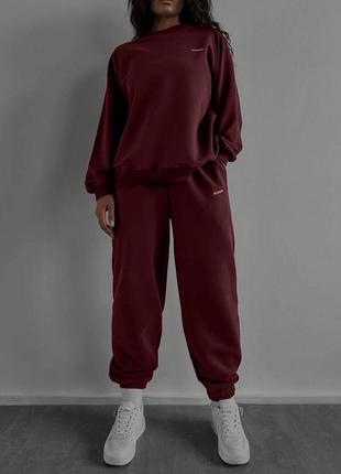 Костюм : кофта + джоггеры цвет: черный, серый меланж, зеленый, бордо8 фото