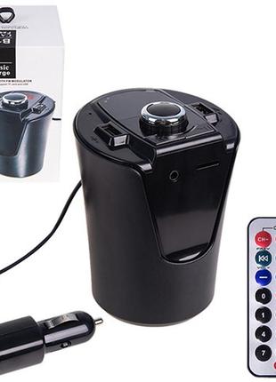 Модулятор fm 5в1 b16 12-24v 2usb 5v-2.1a tf card + bt+ aux у підсклянник без пульта (в16)