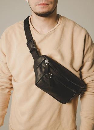 Мужская бананка из натуральной кожи через плечо сумка-бананка кожаная на каждый день...