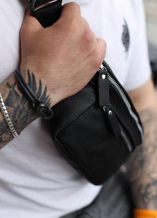 Мужская бананка из натуральной кожи через плечо сумка-бананка кожаная на каждый день...