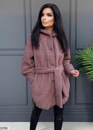 Женская кардиган с поясом тедди