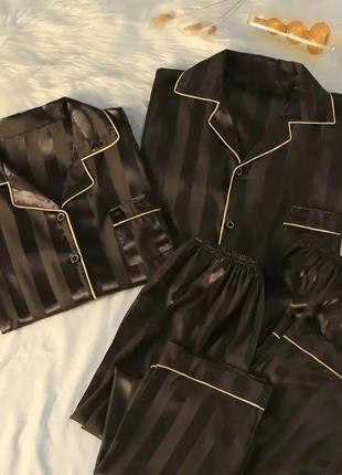 Пижама сатиновая черная2 фото