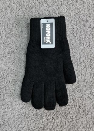 Рукавички чоловічі корона теплі вовняні подвійні чорні