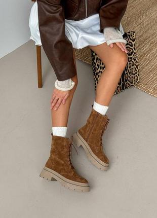 Зимові жіночі черевики з натуральної замші, замшевые женские зимние ботинки 11335