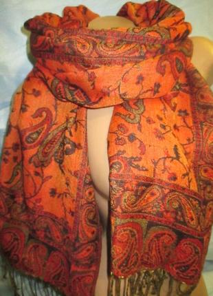 Двухсторонний узорный палантин,185на70см