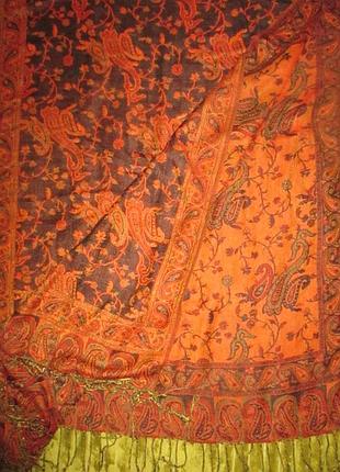 Двухсторонний узорный палантин,185на70см