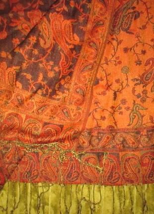 Двухсторонний узорный палантин,185на70см