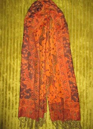 Двухсторонний узорный палантин,185на70см