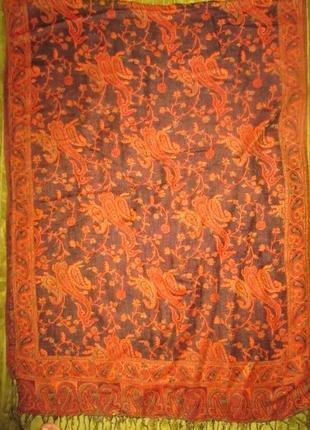 Двухсторонний узорный палантин,185на70см