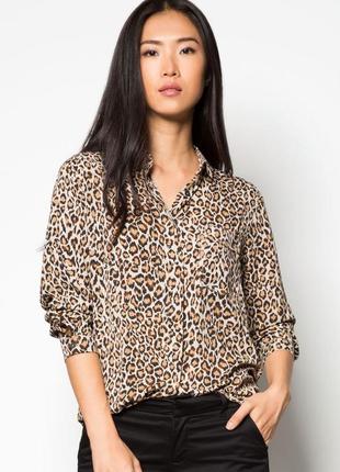 Леопардовая рубашка h&m имитация шелка