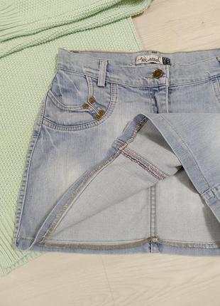 Юбка джинсовая короткая мини с карманами женская