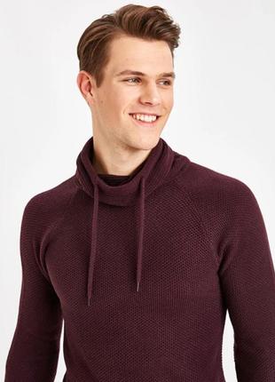 Бордовий чоловічий светр lc waikiki/лс вайкікі з коміром-хомутом. фірмова туреччина