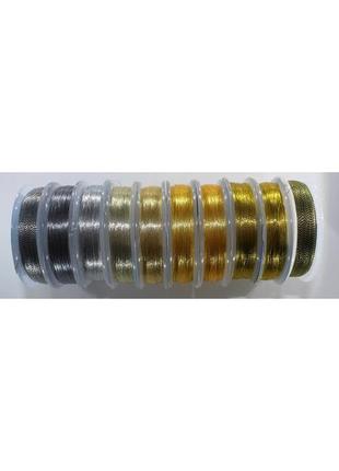 Нить для бисера микс люрекс аллюр золото+серебро 100 м spark beads бисероплетение котушка мулине