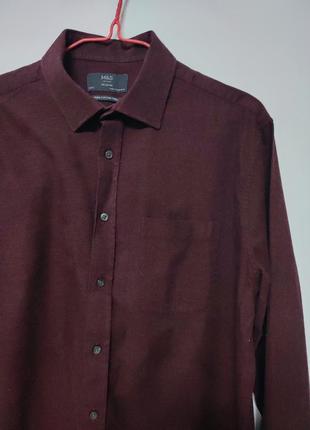Рубашка рубашка мужская бордовая плотная прямая широкая классическая повседневная marks &amp; spencer размер xl