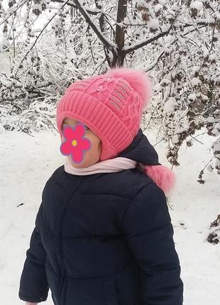 2-5 років. теплюща зимова шапка на зав'язках.