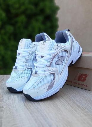 New balance 530 белые с мобром