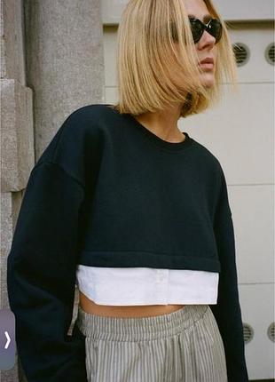 Комбінований світшот кофта утеплена сорочка рубашка zara