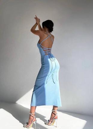 Сукня плаття сарафан з відкритою спинкою в рубчик3 фото