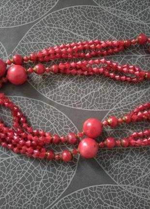 Бусы ретро ожерелье красное